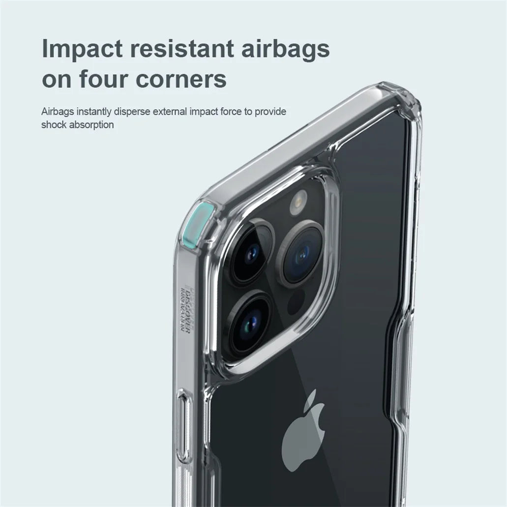 Nillkin For iPhone 15 Pro Max Case Nature Pro Transparent Clear TPU Frame Protection Cover For iPhone 15 /15 Plus Bumper