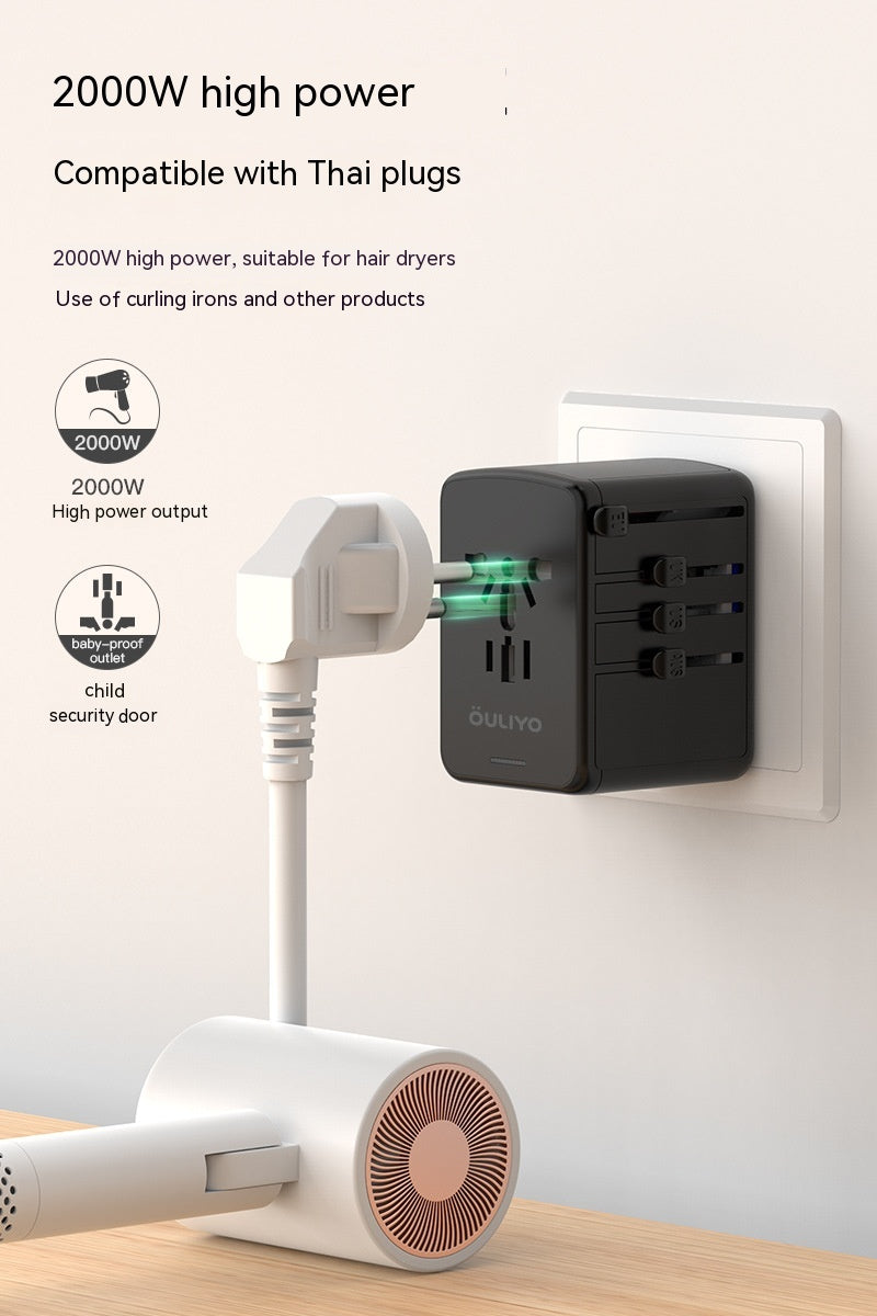 Global Multi-Region Power Adapter Twin Outlet Converter