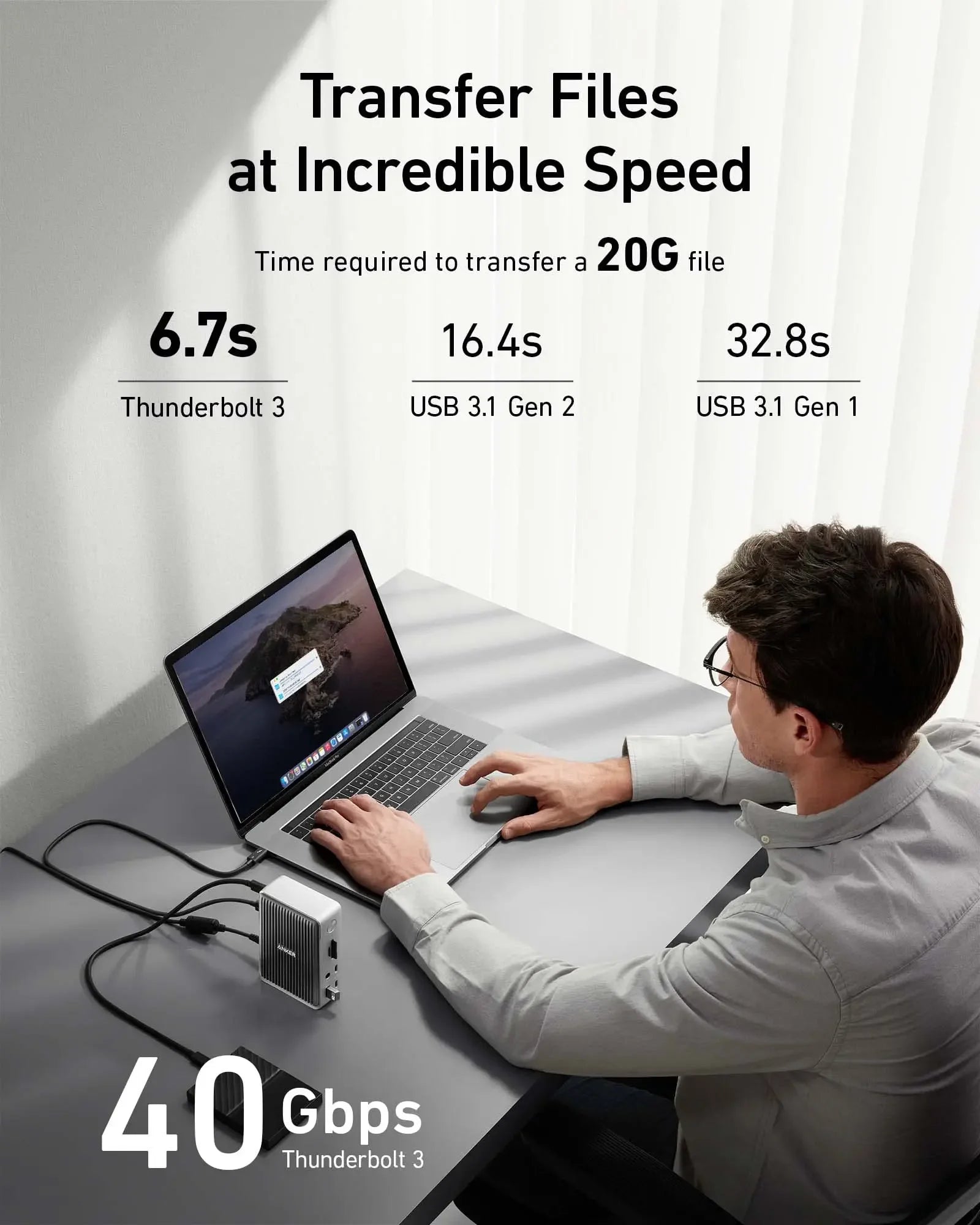 Anker 577 Docking Station (13-in-1, Thunderbolt 3) 85W Charging for Laptop, 18W for Phones, 4K Dual Display, 10 Gbps USB-C Data,