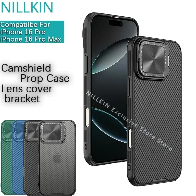 Nillkin For iPhone 16 Pro Max 5G/16 Pro Case CamShield Prop Case Lens cover metal bracket phone case shockproof protective cover