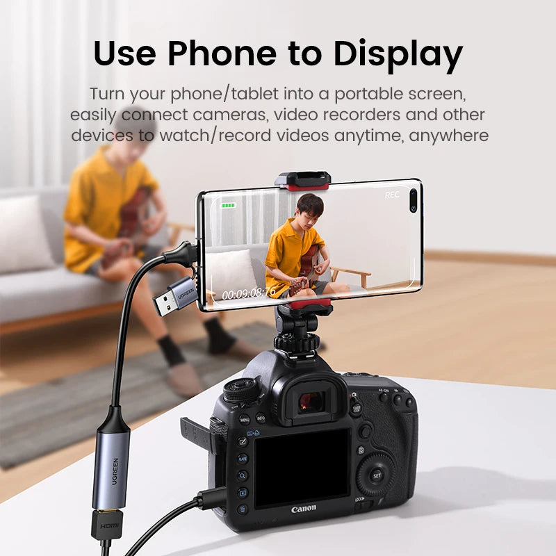 UGREEN Video Capture Card 4K HDMI to USB/USB-C HDMI Video Grabber Box for PC Computer Camera Live Stream Record Meeting