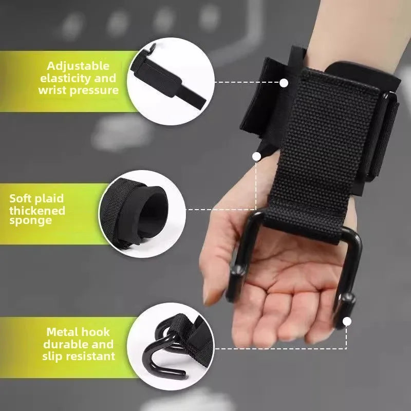 With Anti-lumbar Hook Auxiliary Fitness Bracer Pull-up Assist Gloves Pull Hanging Horizontal Bar Hard Off Hand Hook Grip