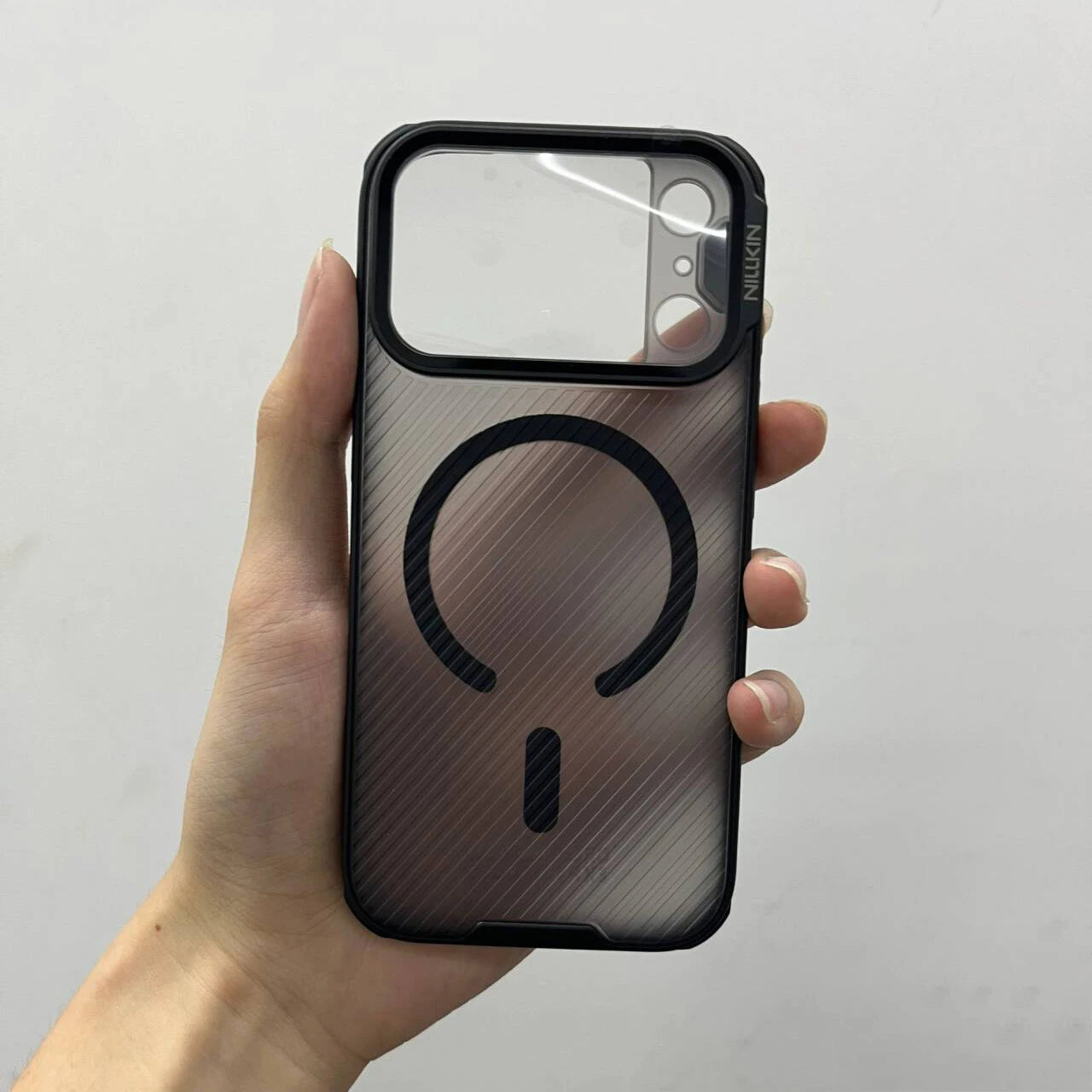 For iPhone 17 Pro Max, NILLKIN CamShield Case, Lens Slide Cover + Rebound Hinge, Imported PC Material, Herringbone Pattern Shell