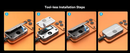 Tool-less installation steps for Acasis 10 Gbps Magnetic M.2 NVMe SSD Enclosure – USB-C Dock 4 K Hub.