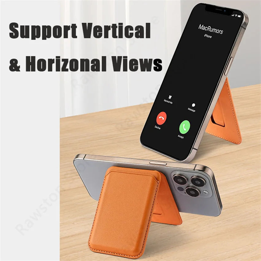 Kickstand Magnetic Leather Wallet Case for iPhone 17 16 15 14 Pro Max Galaxy Card Holder Magsafe Phone Bag Cover Accessories