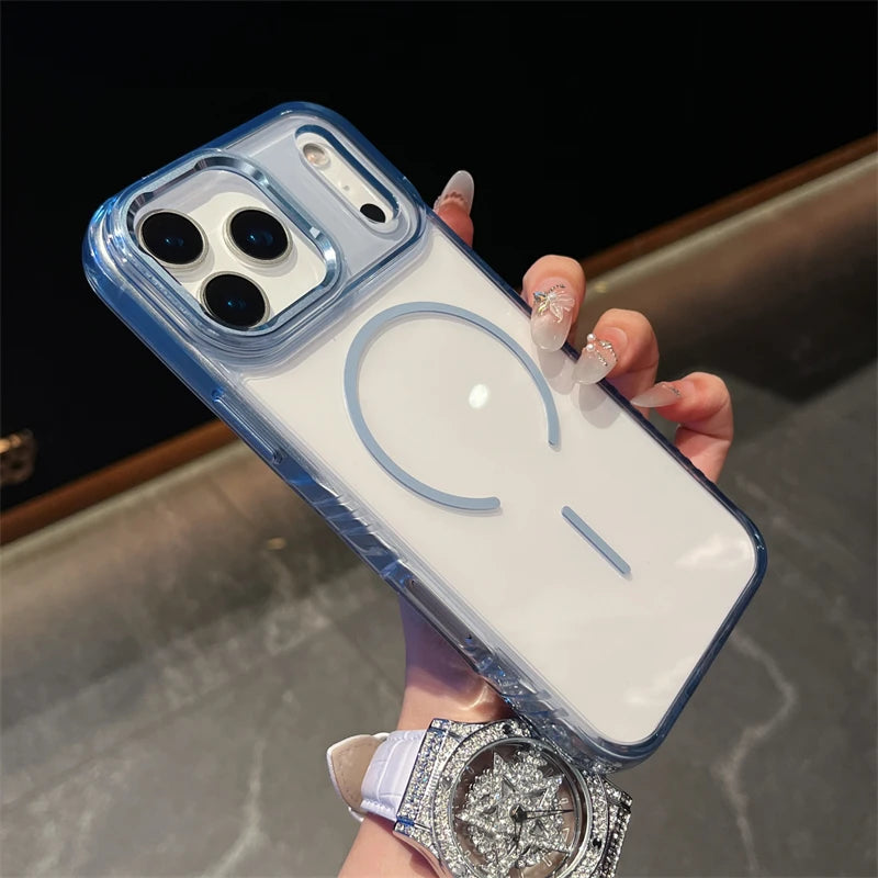 Luxury For Magsafe Magnetic Wireless Charging Phone Case for iPhone 17Air 17Pro 17 Pro Max Shockproof Transparent Hard Cover