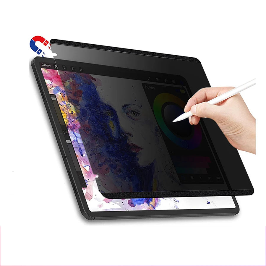 Anti-Glare Privacy Screen Protector for iPad 5 6 7 8 9 10th Generation Air 1 2 3 4 Pro 2024 M4 Mini Magnetic PET Paper-feel