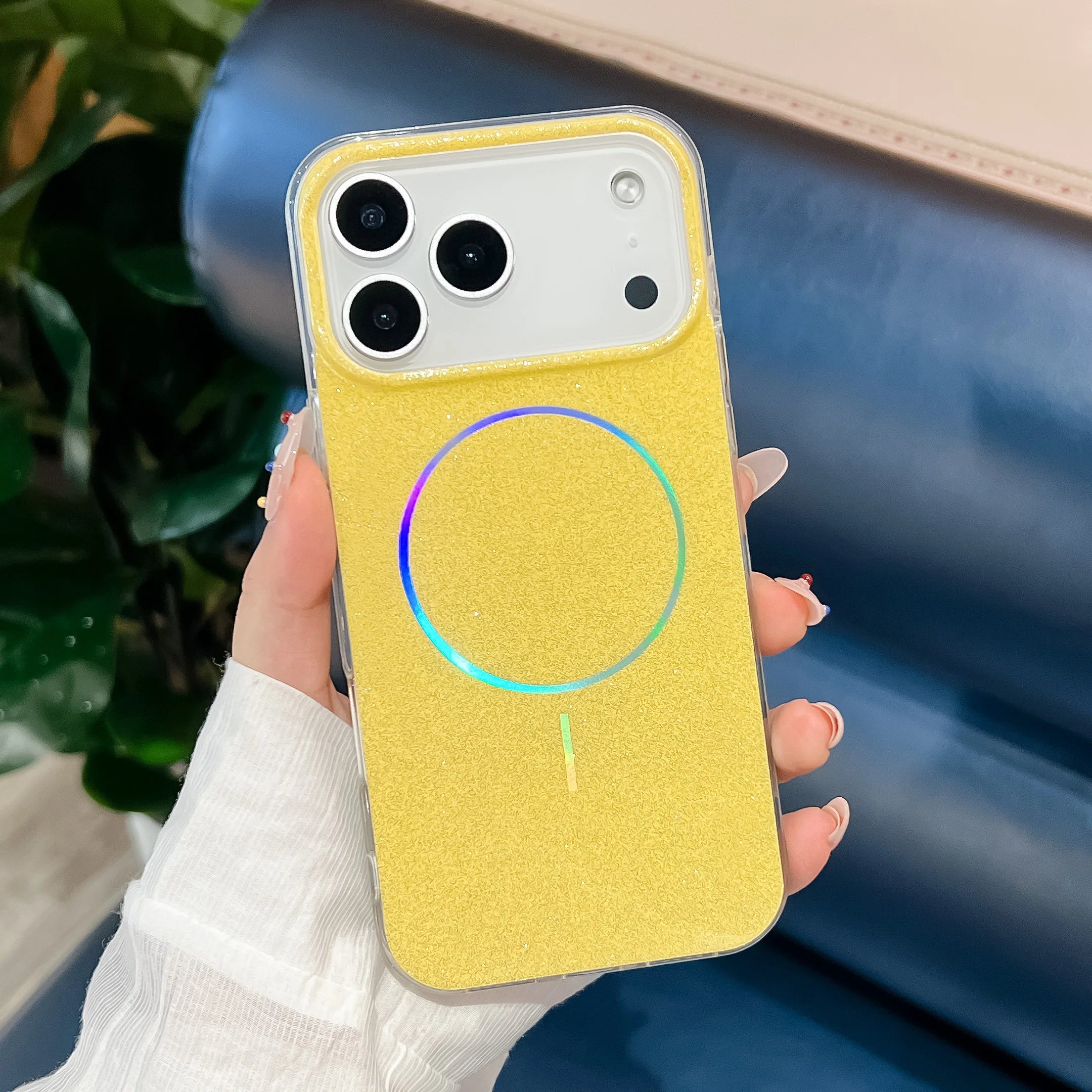Luxury Glitter Bling Magnetic For Magsafe Case For iPhone 17Air 16 15 14 13 17 Pro Max Plus Wireless Charging Silicone Cover