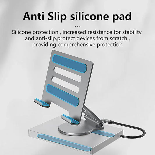 9-in-1 for IPad Pro USB C Hub Stand for M4/M2/Air 13/12.9/11", 4K HDMI, Ethernet, SD/TF Reader, 3xUSB 3.0, Foldable Dock