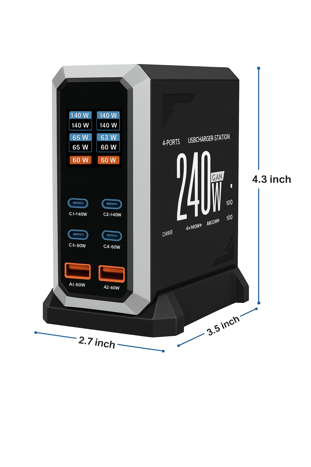 240W Multi-Port USB Fast Charger High-Speed Charging Station Techs Park