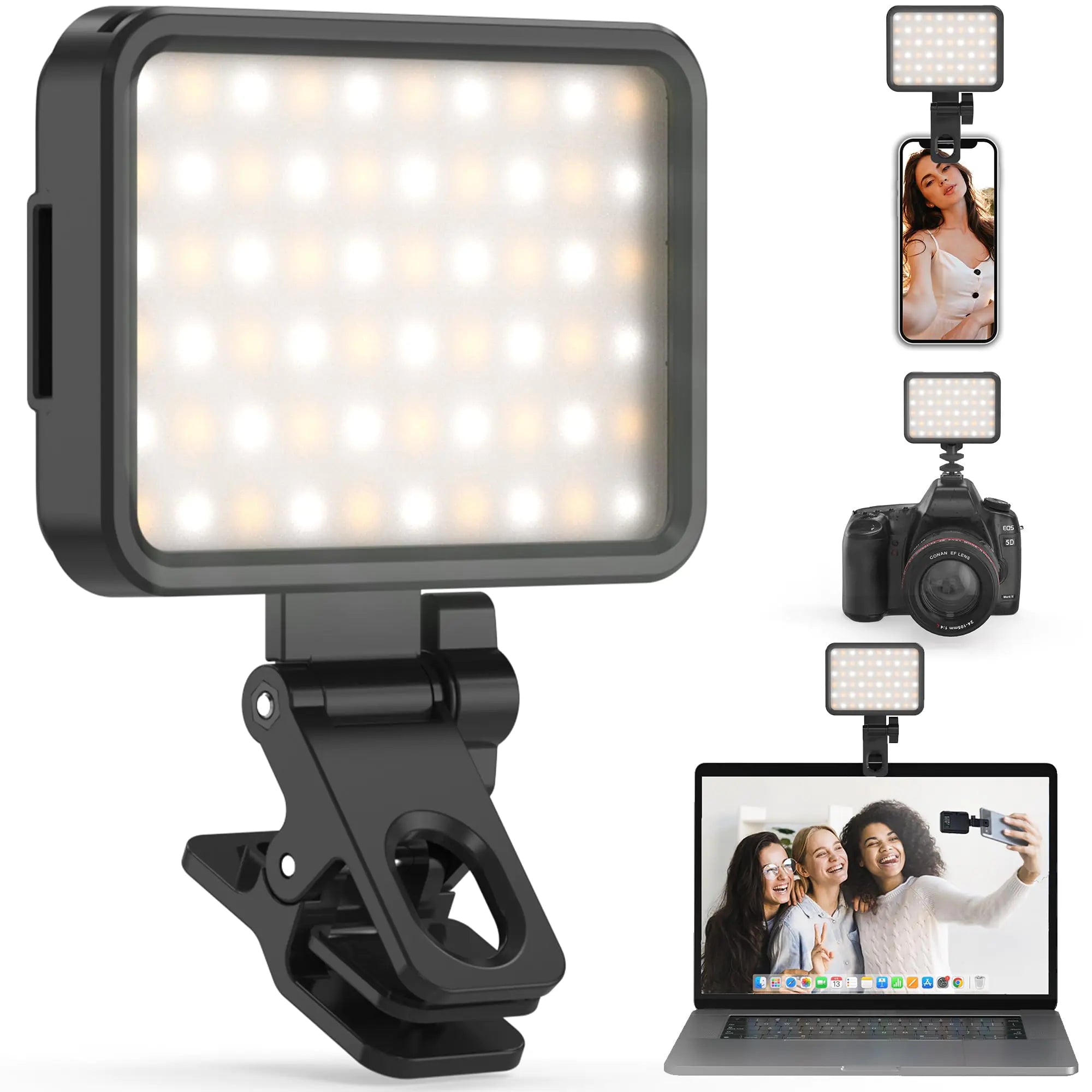 Selfie Light 84 LED Phone Light with Adjustable 3 Light Modes Rechargeable Phone Light Clip for iPad Camera Laptop Portable Ring Light for Selfie TikTok Live Streaming Makeup
