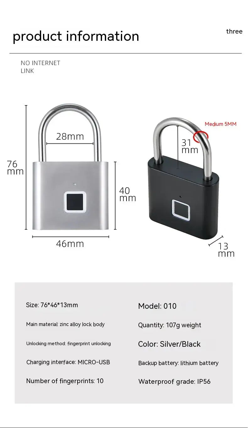 Smart Waterproof Household Fingerprint Lock