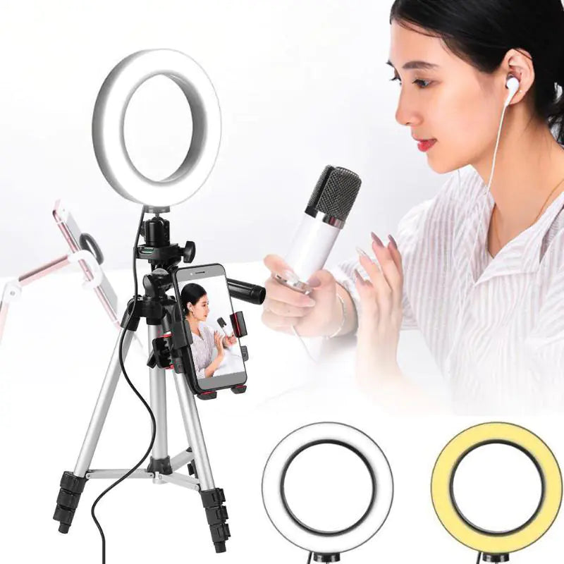Adjustable 7.9-Inch LED Ring Light with Tripod
