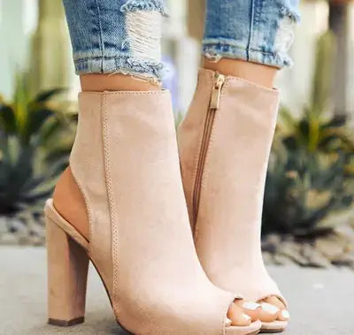 Trendy High Heel Peep Toe Ankle Boots for Women