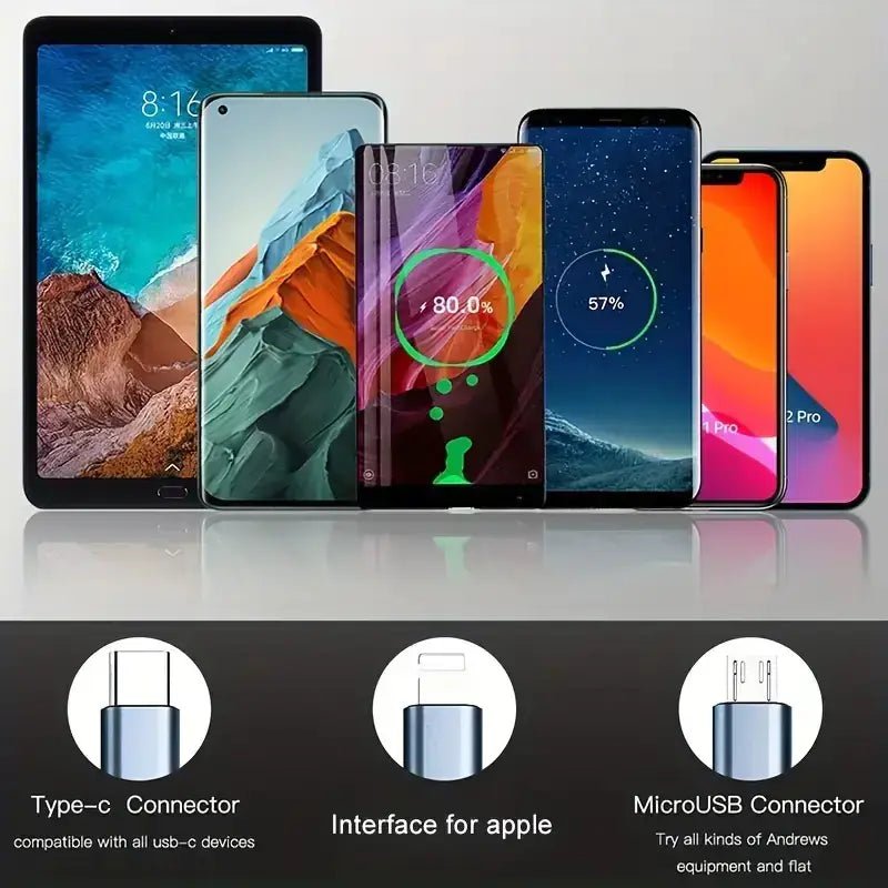 Portable Telescopic Data Cable – Type-C, Micro & Apple