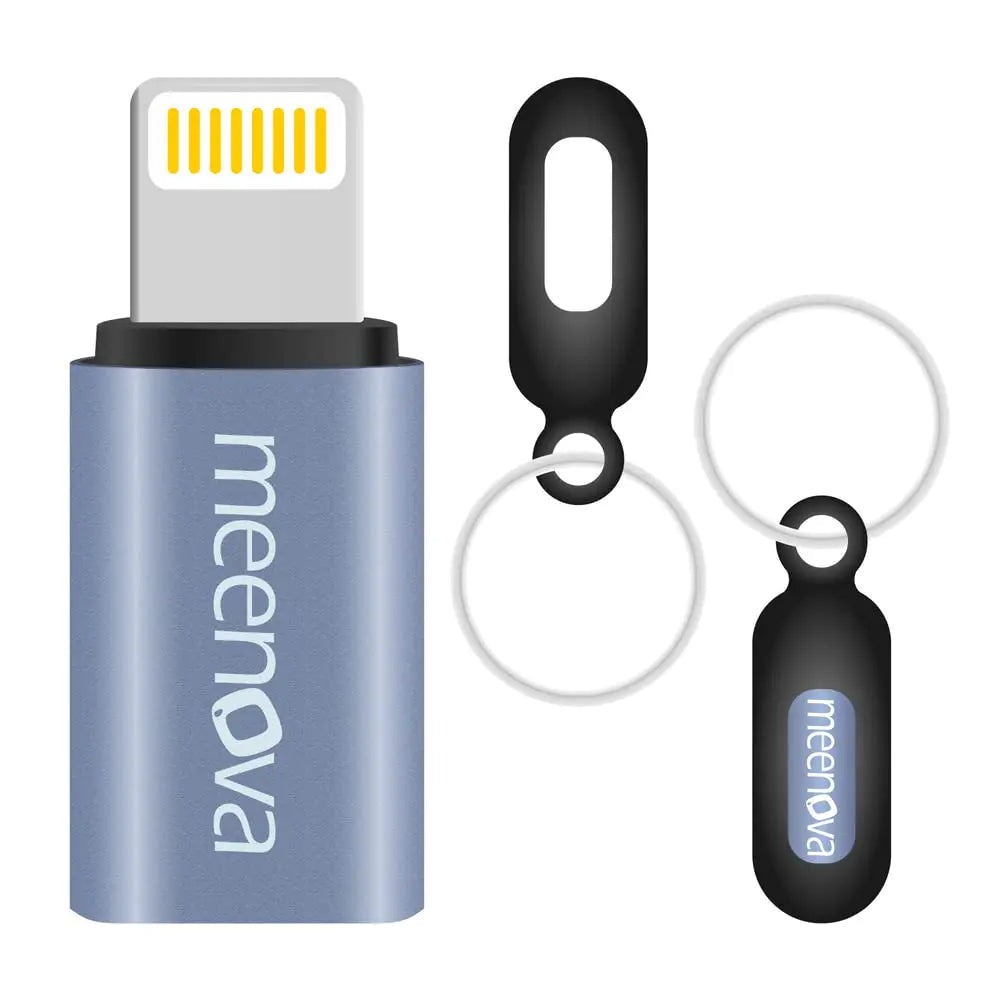 Meenoa 30W USB C to Lightning Adapter with Keychain Rubber Holder for iPhone 14 13 12 11 USBC to Lightning PD Fast Charging Adaptor USB-C to Lightning Cable Adapter for Apple AirPods Pro iPod