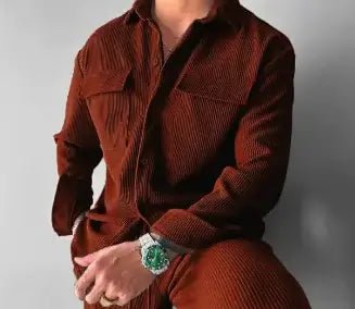 New Men’s Shirt New Long Sleeve Lapel – Classic Loose-Fit Button