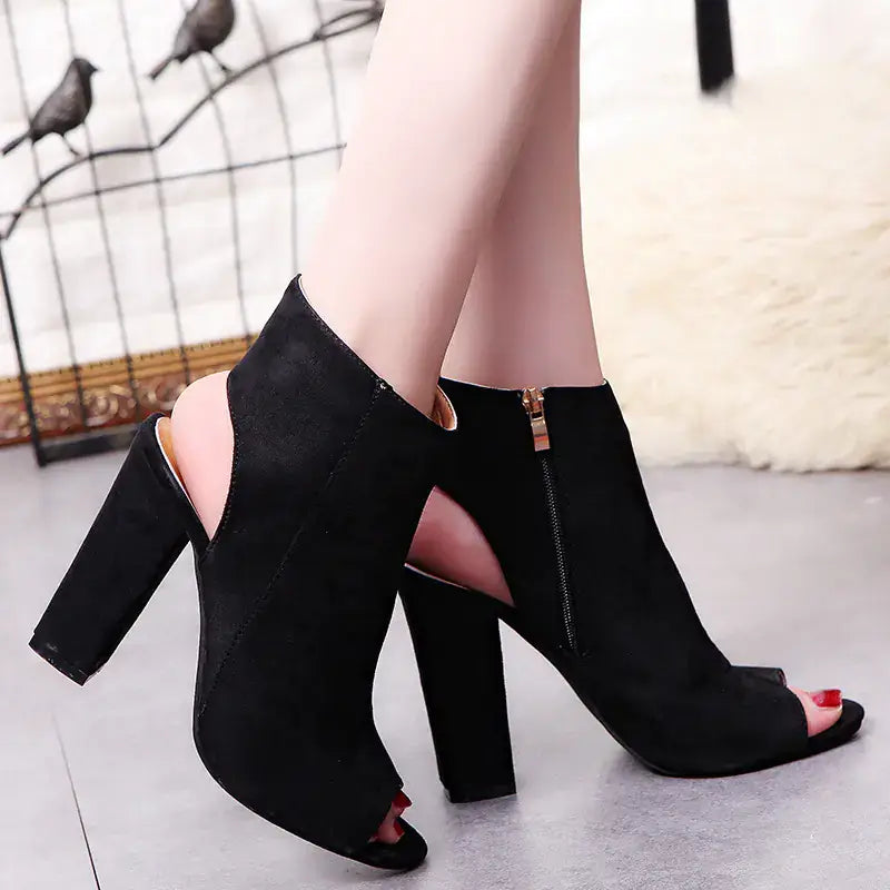 Trendy High Heel Peep Toe Ankle Boots for Women