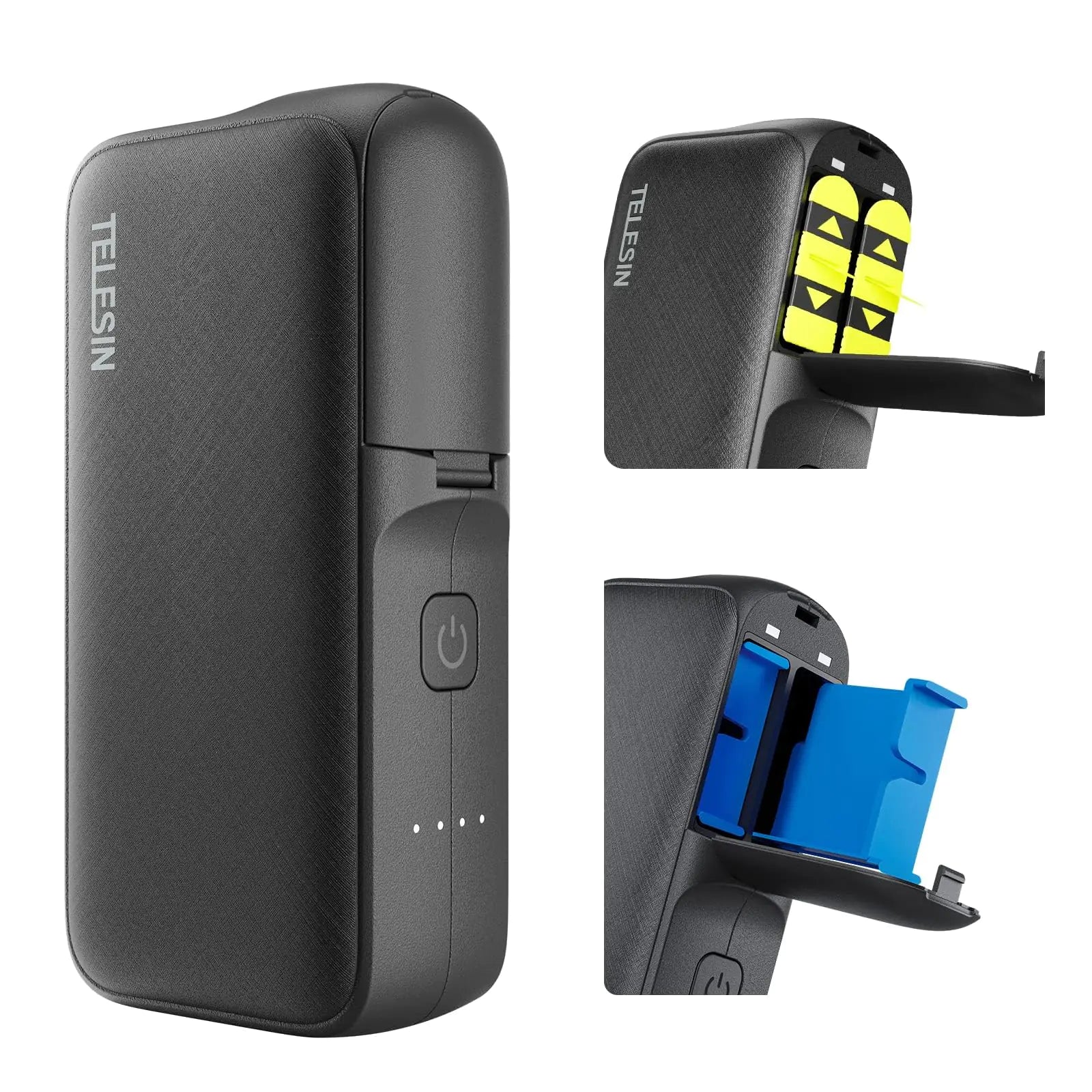 TELESIN° Wireless Charging Case for Gopro 12 Dual Slot Storage Battery Charger Power Bank(10000mAh) for Gopro Fully Compatible for Gopro Hero 12 Hero 11 Hero10/9/8/7/6/5 Battery