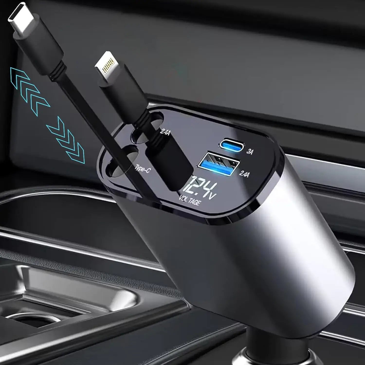Retractable Car Charger Fast Charging – buy- Techs Park