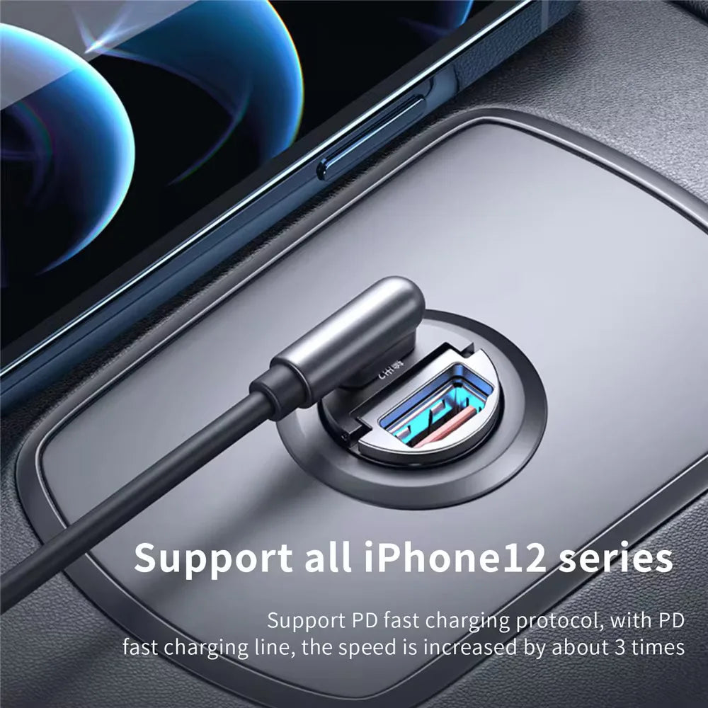 100W/200W QC3.0 PD Mini Car Charger 12-24V Lighter Fast Charging Car
