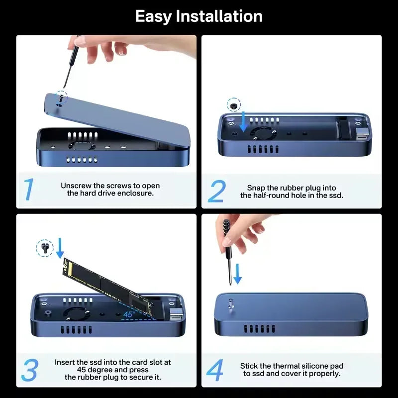 ACASIS 10Gbps USB C NVME SSD Enclosure with Cooling Fan for M.2 2280