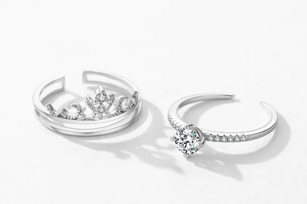 S925 Sterling Silver Light Luxury Crown Ring