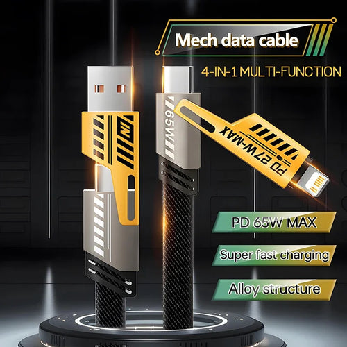4 in 1 Mecha Fast Charging Data Cable Cord PD 27W For iPhone 15