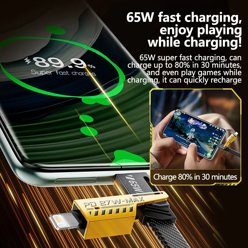 4 in 1 Mecha Fast Charging Data Cable Cord PD 27W For iPhone 15