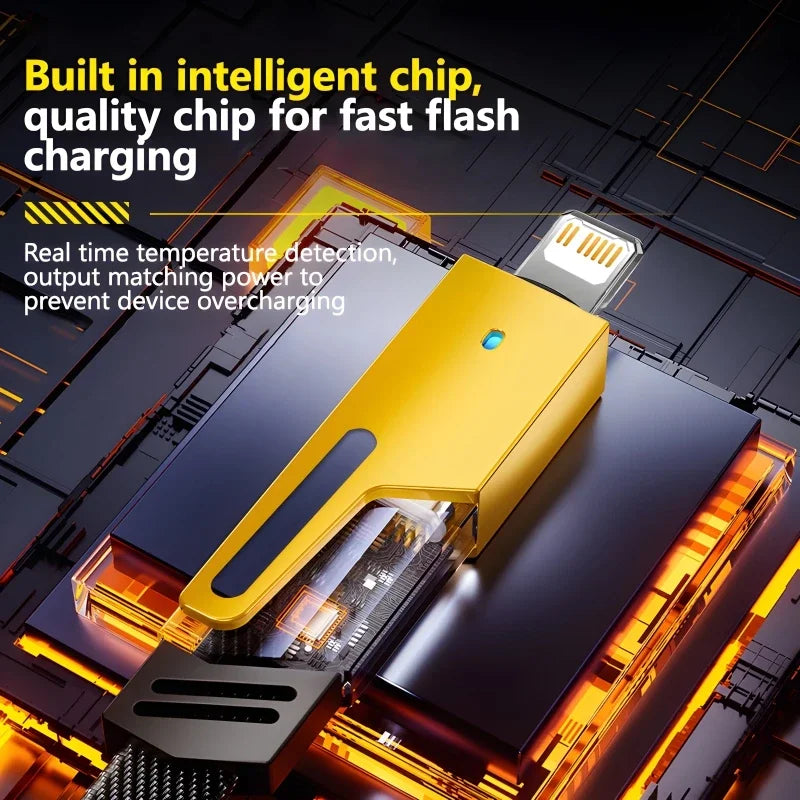 4 in 1 Mecha Fast Charging Data Cable Cord PD 27W For iPhone 15