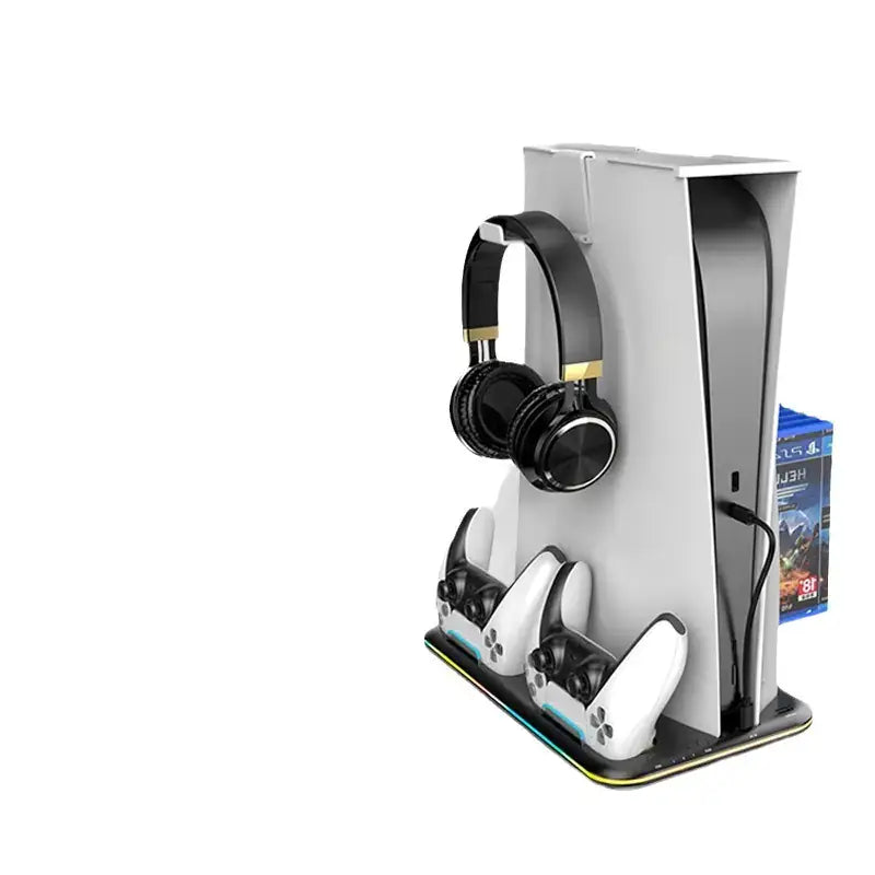 PlayStation 5 charging dock with RGB lights and controller stand