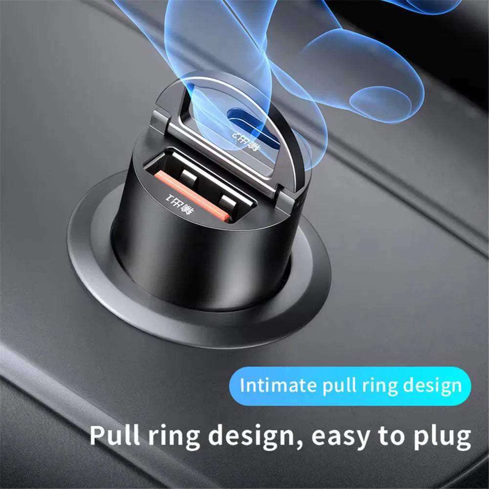 100W/200W QC3.0 PD Mini Car Charger 12-24V Lighter Fast Charging Car