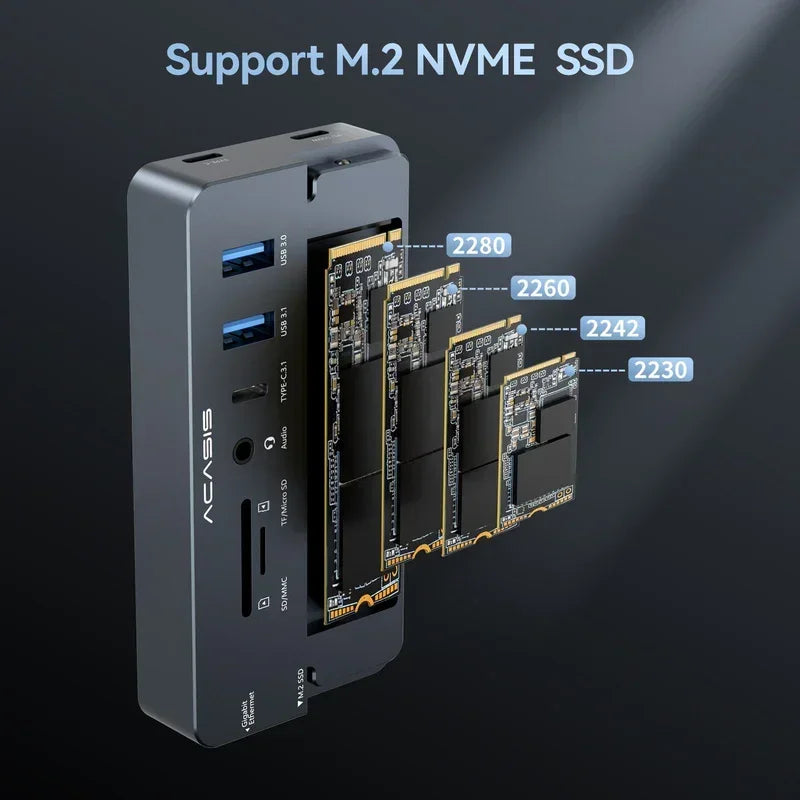ACASIS 10-in-1 Docking Station for M.2 NVMe SSDs: Features 4K@60Hz
