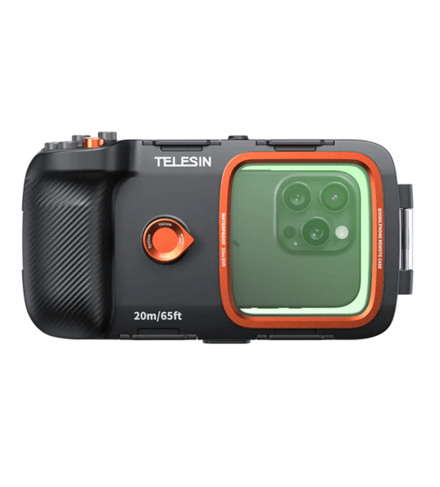 TELESIN Underwater Diving Phone Case for action cameras, waterproof up to 20m for underwater photography.