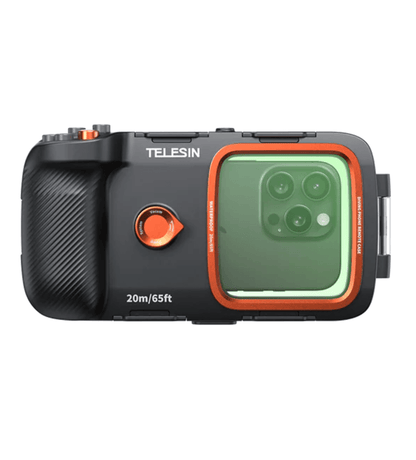 TELESIN Underwater Diving Phone Case for action cameras, waterproof up to 20m for underwater photography.