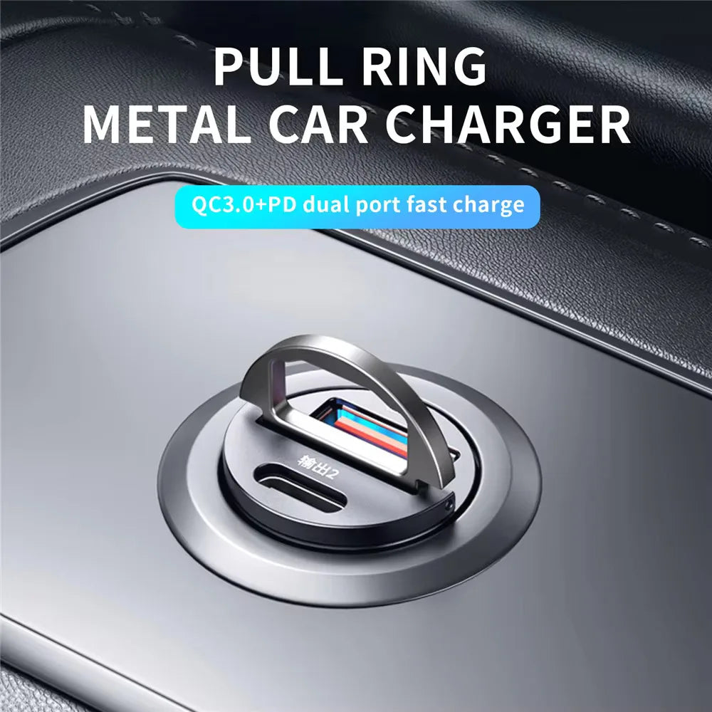 100W/200W QC3.0 PD Mini Car Charger 12-24V Lighter Fast Charging Car