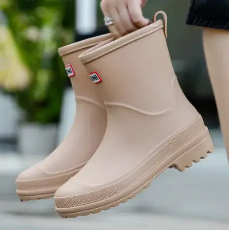 Trendy Waterproof Mid-Calf Rain Boots for Women (One Pair)