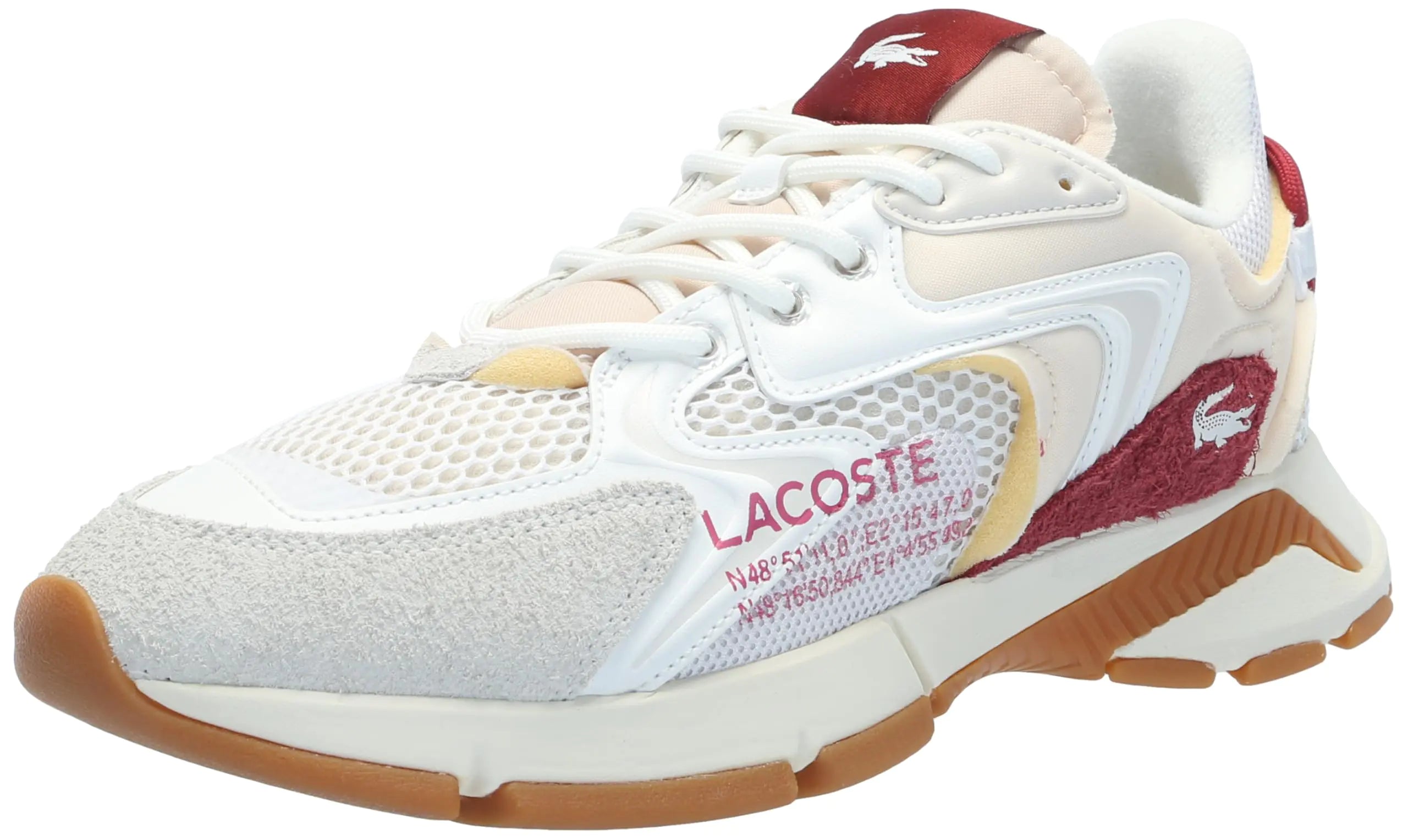 Lacoste Mens L003 NEO Sneaker WHT/RED 7.5