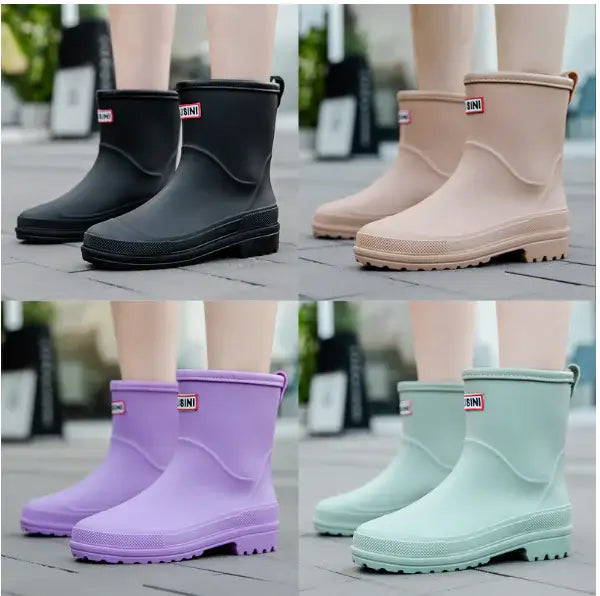 Trendy Waterproof Mid-Calf Rain Boots for Women (One Pair)