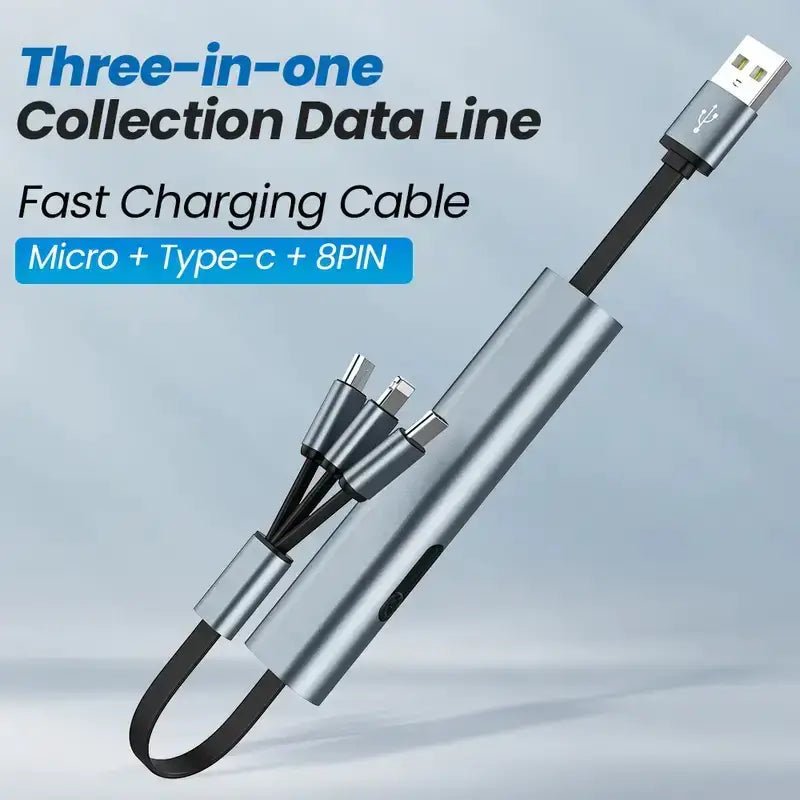 Portable Telescopic Data Cable – Type-C, Micro & Apple