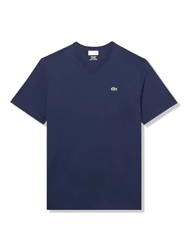 Lacoste Mens Big Fit V-Neck Pima T-Shirt 1XLB Navy Blue
