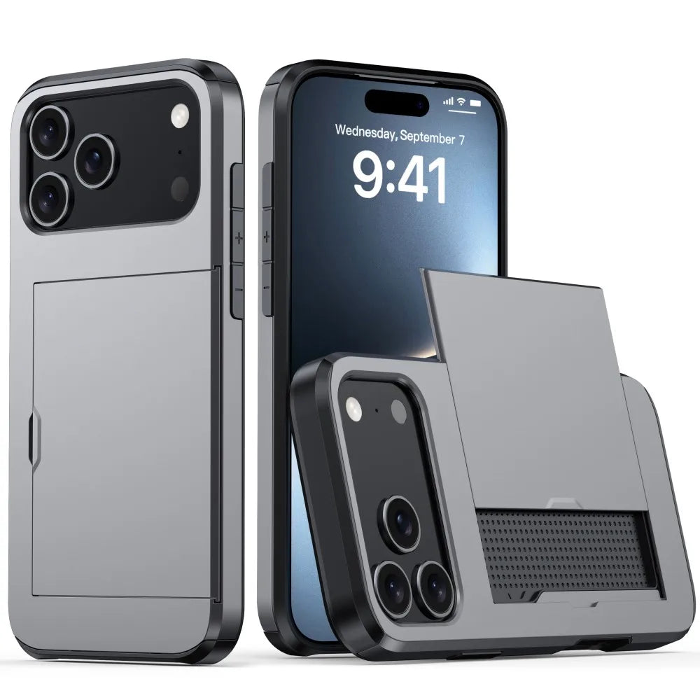 Wallet Slide Cover Card Slot Phone Cover For iPhone 17 Pro Max 17 Air 17Pro Max Case Luxury Business Style Shockproof Funda Capa