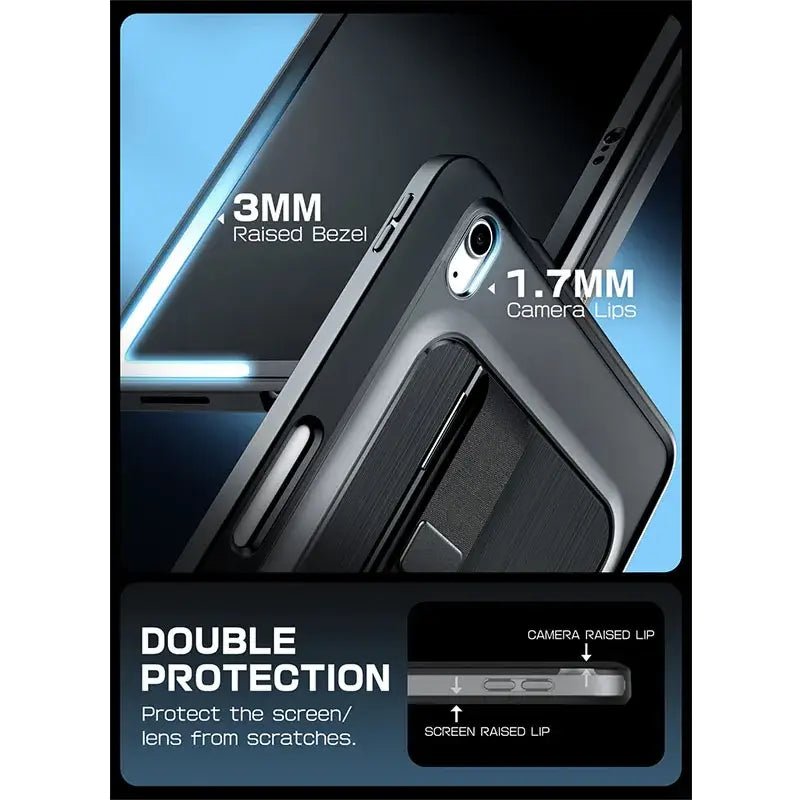 iPad Case with Screen Protector and Pencil Holder Aluminum Kickstand