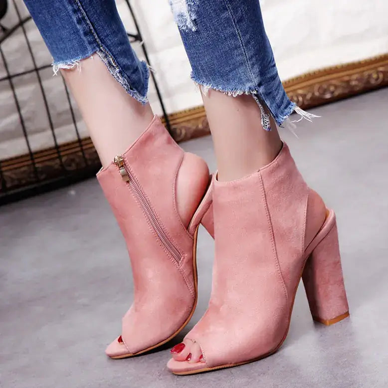Trendy High Heel Peep Toe Ankle Boots for Women