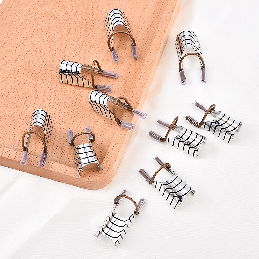 10Pcs Reusable Aluminum Nail Extension Pallets Tips Forms Nail Art Extension Sticker Builder Form Guide Stencil Manicure Tools