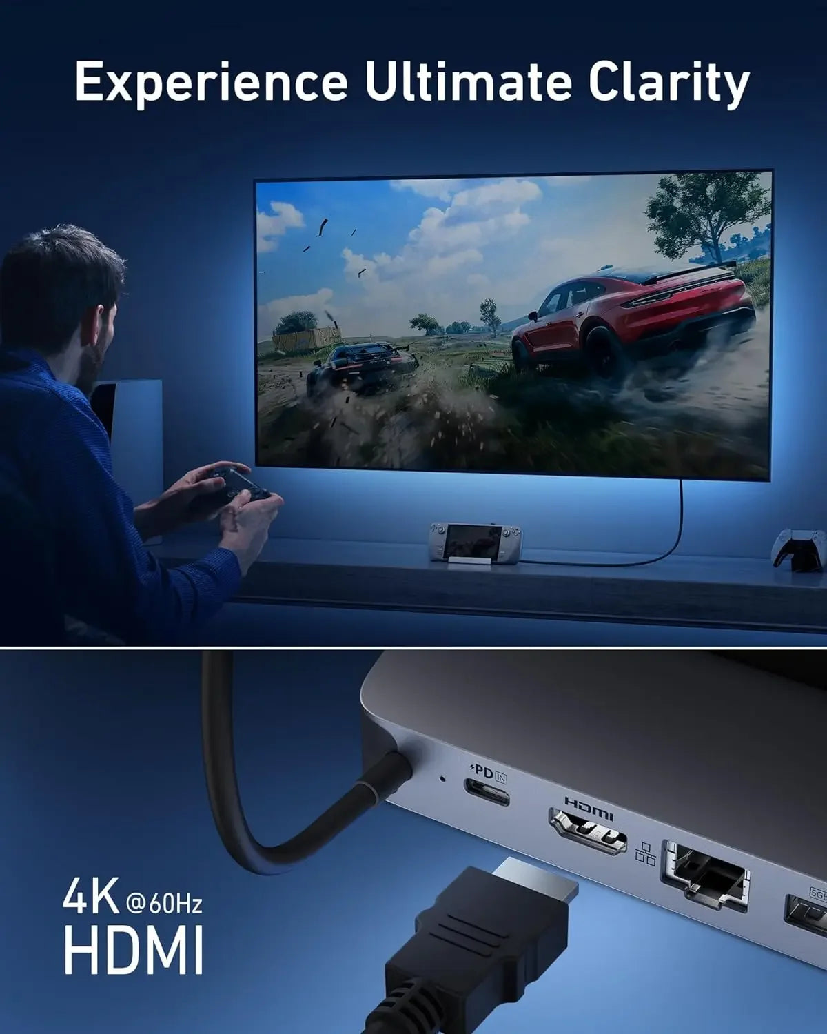 Anker Charging Station for Steam Deck/ROG Ally, 6-in-1 Charging Dock,USB C Hub with HD-MI,Ethernet,3 USB Port,100W Fast Charging
