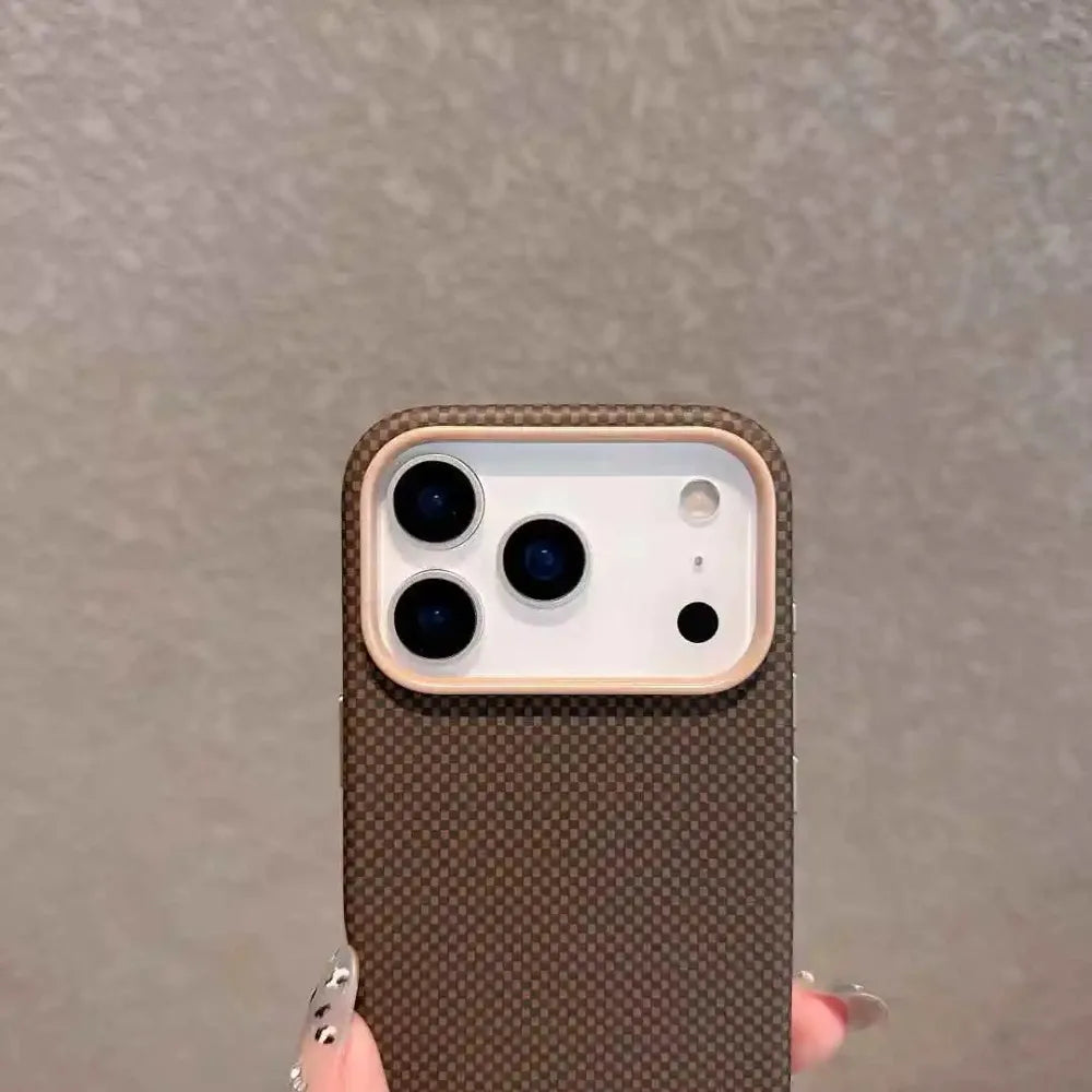 Original Kevlar Carbon Fiber Texture Magnetic Case For IPhone 17 Pro Max 17 Air Smooth-Touch Metal Camera Frame Shockproof Cover