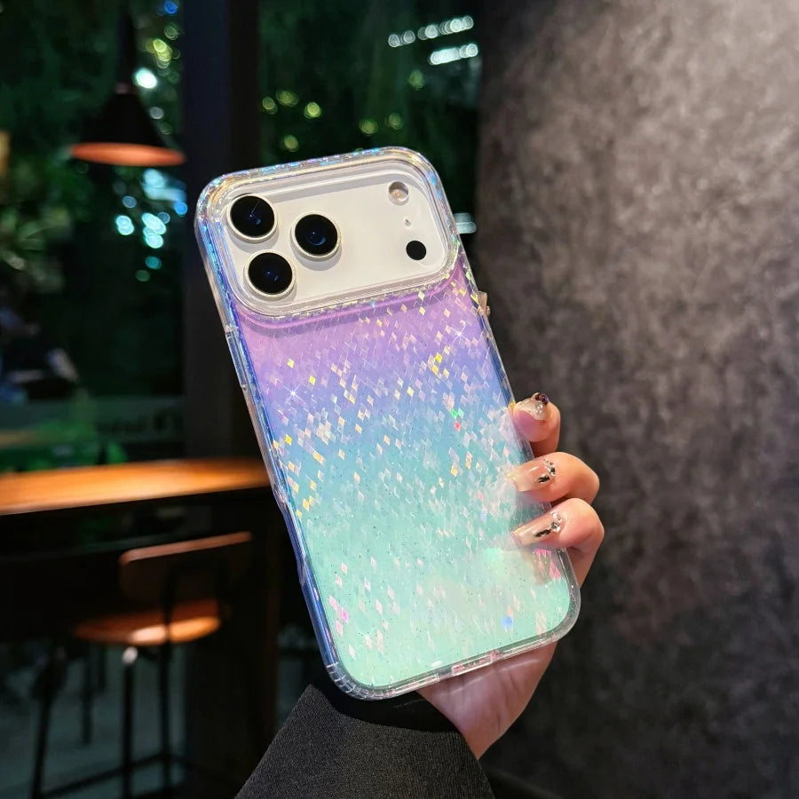 Suitable For iPhone 17pro max case，17 Air ，17Pro Transparent  PC +TPU Hard glittery gradient Magnetic protective case