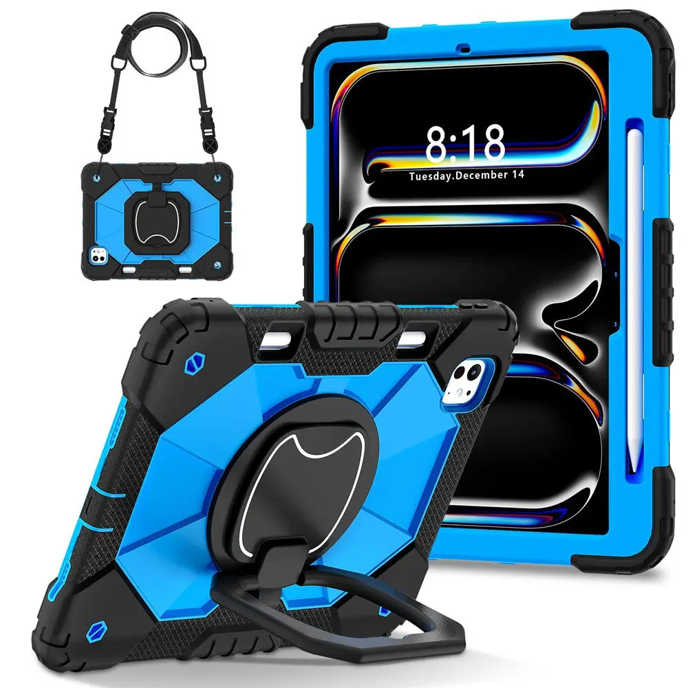 For ipad Pro 11 inch 2024 M4 A2836 A2837 A3006 Case Kids Tablet cover Silicone +PC case for Apple iPad PRO 11" 2024 + strap