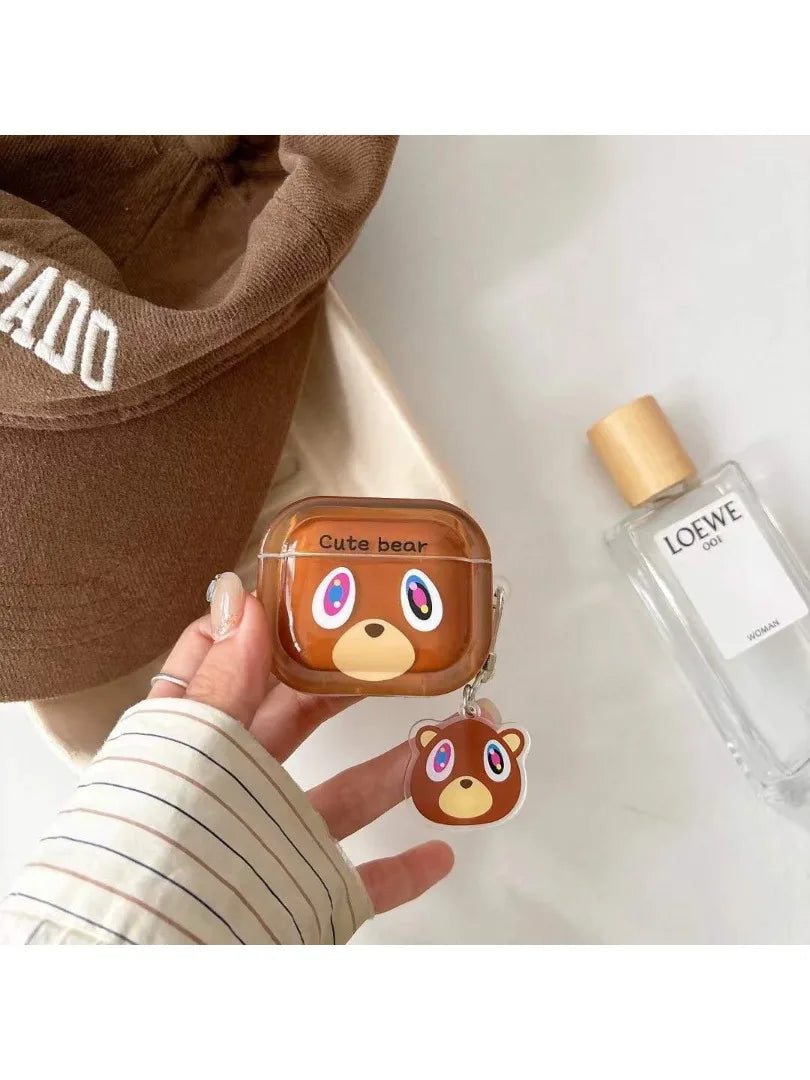 Bear Earphone Case For AirPods 4 3 Pods 2 1 Protect Cover For Apple AirPods Pro Pro2 Cartoon Anime Decorate With Pendant Gift